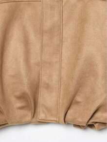 Seelio Spring/Autumn New Arrival Casual Versatile Suede-Like Green Jacket, Deer Skin Texture - Light Brown - View 7