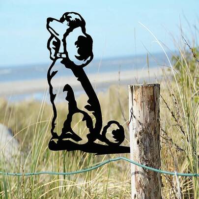 1件金属材质铁艺可爱狗狗堆叠装饰庭院花园户外贵宾犬草坪装饰金属艺术狗狗剪影装饰钢制狗狗雕像可爱装饰礼品，送给爱狗人士的绝佳礼物