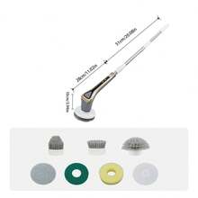Cepillo de limpieza eléctrico giratorio para ducha con cabezales de cepillo reemplazables y mango extensible ajustable y desmontable
