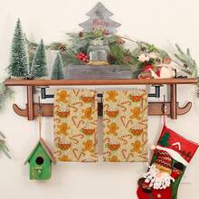2/4/48 piezas Toallas de cocina vintage navideñas - Ultra suaves y absorbentes de poliéster con diseños de hombres de jengibre, bastones de caramelo y tazas de bebidas calientes - Perfectas para decoración navideña y regalos de Año Nuevo, decoración de cocina y fiestas - Multicolor - Ver 7