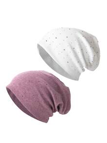 1 pieza/2 piezas Gorro elástico de mujer casual de unicolor con strass, versátil y de moda - multicolor - Ver 18