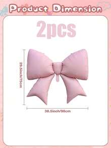 2pcs Giant Pink Bow Foil Balloon, Party Birthday Baby Shower Bridal Engagement Wedding Decorations Party Supplies, Also Suitable For Wedding Backdrop Decorations, Valentine's Day Home Decorations, And Valentine's Day Gifts.