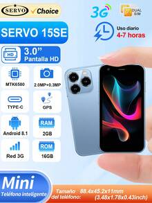 SERVO Mini Smartphone Android, Pantalla de 3.0 Pulgadas, el teléfono talla grande pequeño del mundo, Dual SIM, Compatible con WIFI, GPS, Red 3G, Desbloqueado - Azul - Ver 13