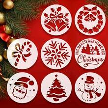 Set de 8 plantillas navideñas reutilizables - Plantillas de plástico con diseños de copos de nieve, bastón de caramelo, estrella y árbol de Navidad, Papá Noel, muñeco de nieve, adecuado para manualidades DIY, decoración del hogar, camisetas, artesanía, pintura en lienzo y muebles