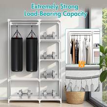Portable Closet, Clothes Storage Organizer With 6 Shelves, Clothes Hanging Rail, Non-Woven Fabric Closet, Clothing Racks For Hanging Clothes,Portable Wardrobe With 6 Shelves & 1 Hanging Rod, 4 Side Pockets  For Bedroom ﻿ - Xám - Xem 5