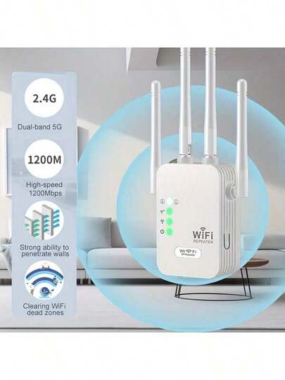 1200Mbps WiFi Extender With 2.4G/5G Dual Band, 10000 Sq Ft Coverage, High-Quality Signal Amplifier & Outdoor Relayer, Interference-Free, Ideal For Home & Office, Perfect Gift For Son'S Birthday, Wifi Extender