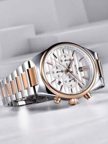 BENYAR 男士手表 BY5214 玫瑰金休闲运动 LD53 计时石英不锈钢表带蓝绿黑色男士手表 - 白色 - 查看 7