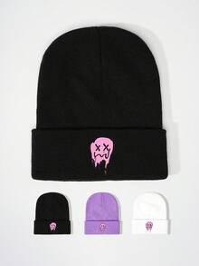 1pc Autumn/Winter Outdoor Printed Melting Smiling Face Knit Adjustable Hat, Casual Sun Hat Suitable For Spring, Autumn, Travel, Beach, Men & Women, Y2K Style Young People Beanie Fall Outfit - Knitted Hat - View 12