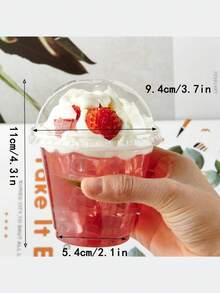 100pcs Transparent Plastic Cups With Lids, Crystal PET Material, Suitable For Desserts, Parfaits, One-Time Party Cups, Can Hold Fruits, Ice Cream, Cupcakes, Chilled Beverages, Also Can Be Used As School Supplies, Food Bags, Food Boxes To Hold Candies, Chocolates, Cookies, Ideal For Halloween Or Christmas Parties - Multicolor - View 2
