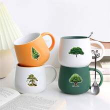 50 hojas/paquete Pegatinas de PET con paisaje de plantas forestales en estilo de dibujos animados para parachoques, botellas de agua, scrapbooking, computadoras, libros, decoración DIY. Pueden usarse como regalo de vacaciones.