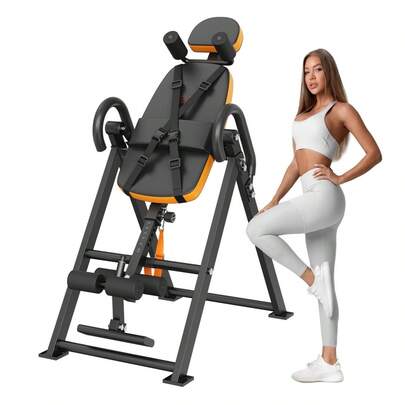 Inversion Table, Foldable Back Stretch Bench, 300 Lbs Capacity, Adjustable Height, Strength Training For Home Gym & Relaxation