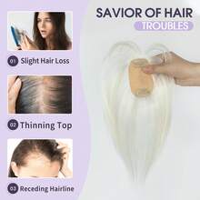 5x9cm Human Hair Topper Hair Piece Top Base Middle Part With Bangs 9 Colors Available For Women Hair Loss Or Bangs HairStyle, Easy To Install, Lightweight, Suitable For Daily Use, Dates, Parties, And Various Holidays. Highlight Your Beauty - S1001 - 查看 6