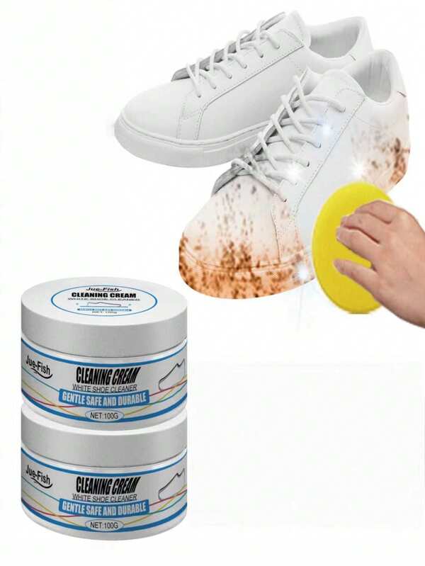 Pasta limpiadora para zapatos blancos pequeños, limpiador multiusos amarillo para descontaminación de zapatos deportivos y mantenimiento del blanco brillante.