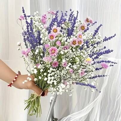 96PCS Boho Chic Dried Flower Bouquet - Pampas Grass, Lavender & Eucalyptus Combo For Home Decor | Perfect For Christmas, Valentine's, Mother's Day, Graduation, Father's Day
