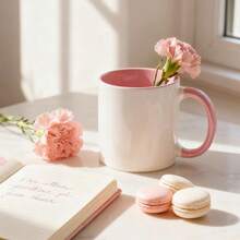 11oz Sublimation Mugs With Colored Handles & Interiors,Tazas Para Sublimar, Xmas Gifts Bulk Mugs For Custom Designs & Branding, 12 Pack Ceramic Sublimation Cups, Bulk Mugs For Coffee, Tea, Latte, Soup, Milk, Hot Cocoa, Pink - Hồng - Xem 6