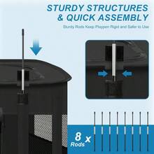 Dog Playpen Puppy Cat Play Pen Portable Foldable Indoor/Outdoor Tent Crate Cage Portable Pet Crate Large Size Black 45" - 黑色 - 查看 2