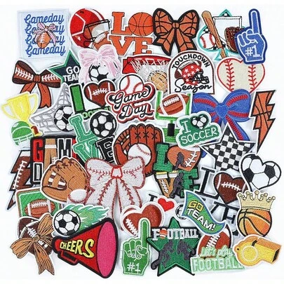 Sports Iron On Patches Jackets: 42PCS Baseball Soccer Basketball Embroidered Patch Clothing Hats Backpacks - Sport Applique Decoration