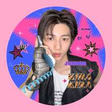 Cotis Fan Badge, Featuring Vibrant Japanese Street Style Aesthetics. The Badge Showcases Character Imagery Complemented By Stars, Hearts, "JUHOON" Lettering, And Decorative Elements. This Fan Merchandise Accessory Can Be Used To Decorate Clothing, Bags, And Other Items, Making It Ideal For Fan Events Or Everyday Styling. - Multicolor - View 8