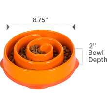 Outward Hound Medium Slow Feeder Bowl, Puzzle Maze For Fast Eaters, Small To Medium Dogs, Helps Prevent Bloat & Aid Digestion, Holds 2 Cups Wet Or Dry Food, Non-Slip, Made Without BPA, Turquoise - 橘色 - 查看 7