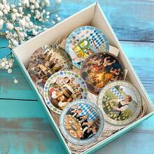 Juego de 6 posavasos de madera con escena de barril de cerveza de la Oktoberfest de Múnich - 10x10cm, excelentes decoraciones para el hogar y la oficina, regalos creativos de Oktoberfest, decoraciones de cocina, accesorios de cocina, elige entre 1 juego o 31 juegos