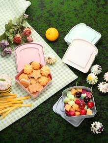 4/1 pieza Caja para sándwich, Caja Bento, Caja de almuerzo con tapa con forma de tostada y recipiente de almacenamiento de alimentos reutilizable, apto para microondas y lavavajillas. Caja para sándwich reutilizable con tapa, apta para uso familiar o adulto, utensilios de cocina