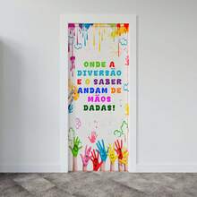 Back To School Theme Party Door Panel Decoration Covers Fabric With Elastic - Tấm cửa trở lại trường 258 - Xem 2