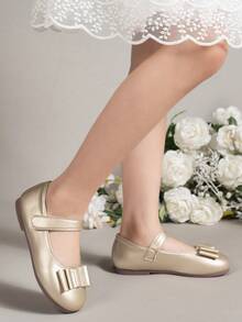 Girls' Casual Minimalist Outdoor Leisure Shoes, Fashionable Comfortable Versatile Gold Flat Shoes - Gold - View 16