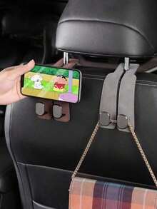 Car Hook, Car Seat Back Double Hook, Multifunctional Car Rear Seat Mobile Phone Holder - Multicolor - View 5