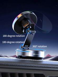 带无线充电的全新车载磁性手机支架 - 15W 快速充电，升级版磁性镜，720° 双轴全景视图，可拉伸、折叠和旋转超广角，RGB 灯，USB 供电，旋转助推器 + 真空吸盘