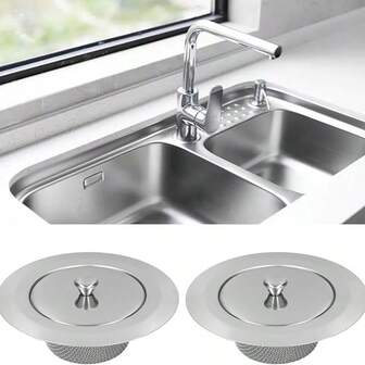 Kitchen Sink Drain Filters, Stainless Steel Kitchen Sink Drain Filter Baskets, Kitchen Sink Stoppers, Sink Stoppers With Lids, Multi-Functional Drain Covers For Kitchen Drains (Suitable For Kitchen Sinks)