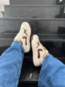 Women's Casual Sneakers: Style And Comfort, Platform, Birthday, Back To School - 米色和焦糖色 - 查看 1