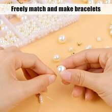 Juego De Cuentas Espaciadoras, 720 Piezas Cuentas De Cristal Redondas 4/6/8/10/12mm Perlas Para Manualidades, Con Cuentas Espaciadoras Doradas De 5 Formas Para Hacer Joyas, Aretes, Bisutería Pulseras - 1 - Ver 3