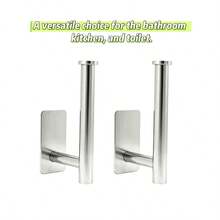 Stainless Steel Toilet Paper Holder - No Drilling Required, Self-Adhesive Wall Mount, Rust-Resistant Metal Tissue Roll Dispenser For Bathroom & Kitchen - Cling Film Rack, Bathroom Accessories - Dual Use Wall Mounted Stainless Steel Paper Towel Holder