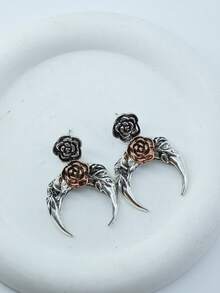 1pc Western Cowboy Style Dual-Tone Geometric Pendant Earrings For Women