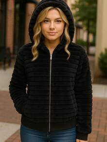 Sudadera de Peluche tipo Gusano.  Calentamiento y Estilo - Negro - Ver 2