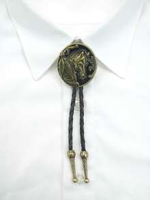 Wilder Westen BOLO Herren Bolo Krawatte - Pferdekopf handgefertigt einzigartiger Western Cowboy Leder Krawatte Herren und Damen Bekleidungszubehör Ein Stück