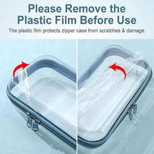 - 4 bolsas de maquillaje transparentes con cierre dura y transparente para lpices, caja de almacenamiento transparente para cosmticos, aperitivos, bloques de construccin, rompecabezas - Morandi + 7,5 x 3,9 x 2 pulgadas - Ver 8