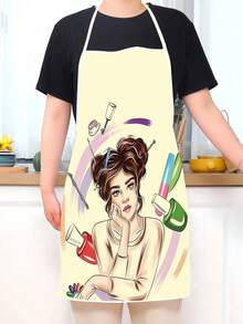 1pc Elegant Chef & Cosmetic Element Pattern Apron, Polyester Fiber, Handwashable, Glossy Surface, Suitable For Home And Professional Use, Professional Apron | Sports Apron - Multicolor - View 22