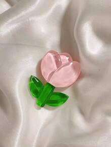 1 pieza Soporte de teléfono minimalista con decoración de flor de color caramelo transparente