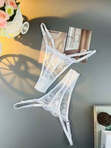 [Sensual Lace Thongs] 12pcs Sexy Low-Rise Lace Thongs For Women | Assorted Color,  Floral Pattern With Bow Detail, Breathable Panties, Intimate Apparel, Valentine's Day Four Season Clothing | Christmas Halloween Gifts (Multicolor Random Distribution) - 彩色 - 查看 8