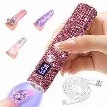 1pc Mini UV LED Nail Lamp, Portable, Suitable For Nail Polish Gel, Fast Drying, Rechargeable Curing UV Light With LED Display, Nail Art Tool - Pink - View 9