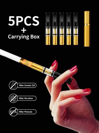 Cigarette Filter Holder, Microporous Multiple Filtration, Reduces Tar And Stains, Reusable, Suitable For Regular And Extra-Large Cigarette Filters (With 1PC Cigarette Holder Portable Box)