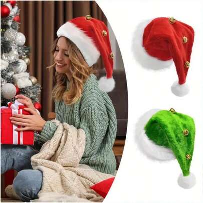 1PC Christmas Plush Gift Hats, Creative Bell-Decorated Santa Hats, Snowman-Shaped Christmas Hats, Carnival Festival Hats