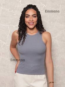 Kit 4 Women's Plain Ribbed Tank Top Basic Blouse Casual Sleeveless T-Shirt - 灰色\米色\綠色\關閉 - 查看 4