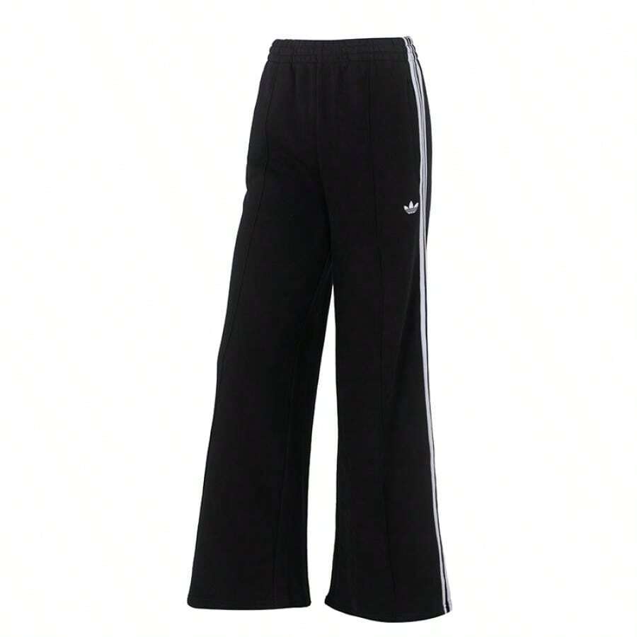 Adidas Originals Pantalones de chándal holgados de mujer 3S WIDE SWEATPT con 3 rayas, de punto, 100% algodón, estilo deportivo casual JV7473 - Negro - Ver 1