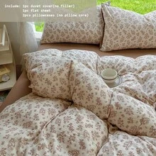 Bộ chăn ga gối 4 món, vỏ chăn in hoa lá màu kaki, khóa kéo, ga trải giường màu trơn, phù hợp cho mọi mùa, bộ chăn ga gối phong cách cung điện lãng mạn màu kaki, bộ chăn ga gối sang trọng bằng sợi microfiber polyester trang trí hoa văn, có thể giặt máy, bao gồm 1 vỏ chăn (không kèm ruột), 1 ga trải giường, 2 vỏ gối (không kèm ruột). - Cuộc gặp đầu tiên - Xem 2
