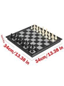 1pc Handmade Wooden Folding International Chess Set, Mini 9.44X9.44/11.41X11.41 Inches Handcrafted Game Board For Storage, 3-In-1 Chess Board Game (Chess, Checkers, Backgammon), Suitable For Adult Beginners