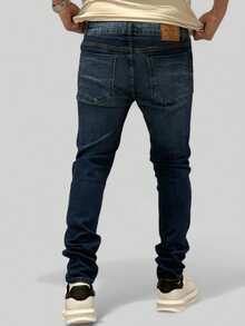 Men's Slim Premium Denim Jeans With Elastane Lycra - 牛津藍 - 查看 4