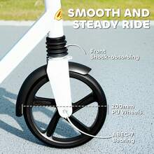 QABA Scooter For Kids Ages 6-12, Kick Scooter With Adjustable Height, 200mm Big Wheel, Foldable Stunt Scooter For Boys And Girls, White - White - View 7