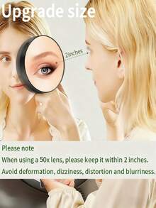 2pcs Portable Suction Cup 50x Magnifying Glass With Suction Cup And Tweezers Set, 3.5-Inch Travel Outdoor Picnic Magnifying Detail Makeup Mirror